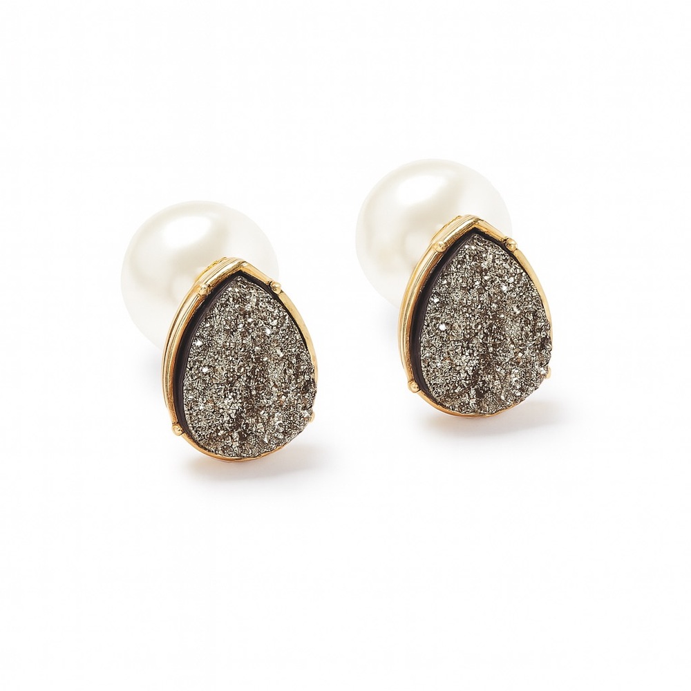 Gilded Twilight Pearl Drop Earrings